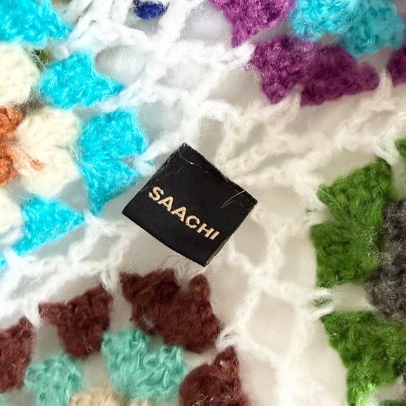 SAACHI Hooded Crochet Granny Square Maxi Kimono Ruana OS - Picture 5 of 6